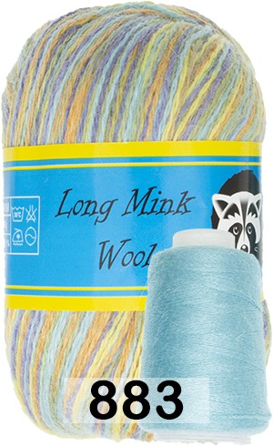 Пряжа Пух норки Long Mink Wool 883 фиолет.желт.голубой
