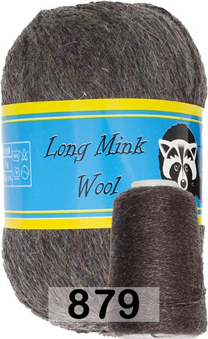 Пряжа Пух норки Long Mink Wool 879 т.серо фиолетовый