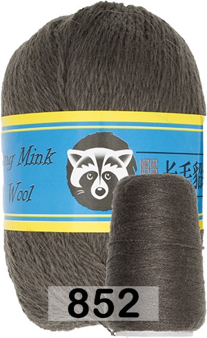 Пряжа Пух норки Long Mink Wool 852 серо-коричневый