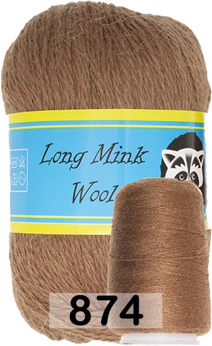 Пряжа Пух норки Long Mink Wool 874 св.коричневый