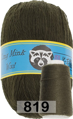 Пряжа Пух норки Long Mink Wool 819 т.хаки