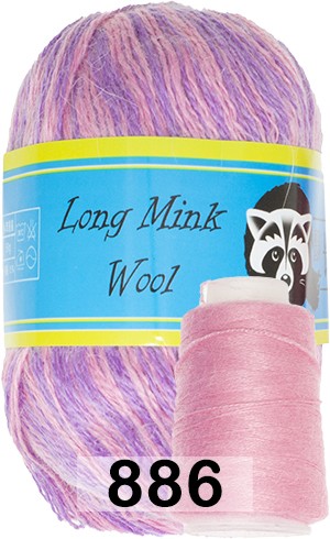 Пряжа Пух норки Long Mink Wool 886 роз.фиолет.меланж
