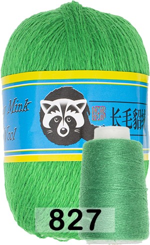 Пряжа Пух норки Long Mink Wool 827 зеленый