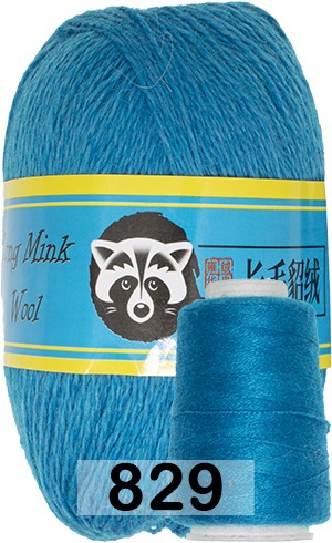 Пряжа Пух норки Long Mink Wool 829 бирюзово-синий