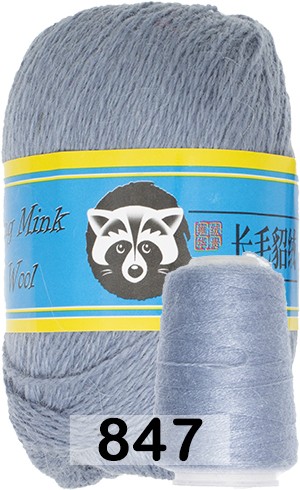 Пряжа Пух норки Long Mink Wool 847 серо-голубой