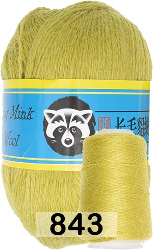 Пряжа Пух норки Long Mink Wool 843 желто-зеленый