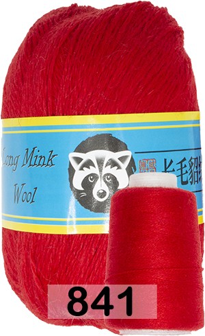Пряжа Пух норки Long Mink Wool 841 т.алый