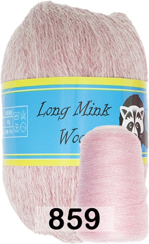 Пряжа Пух норки Long Mink Wool 859 пыльно-розовый меланж