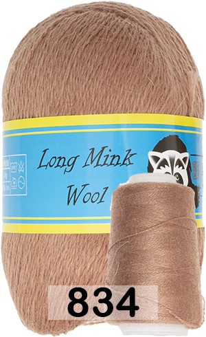 Пряжа Пух норки Long Mink Wool 834 розово-бежевый