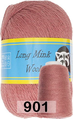 Пряжа Пух норки Long Mink Wool 901 малиновый