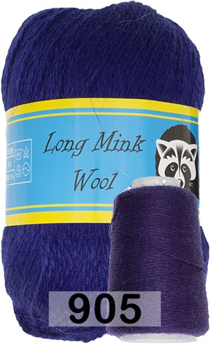 Пряжа Пух норки Long Mink Wool 905 ярко синий
