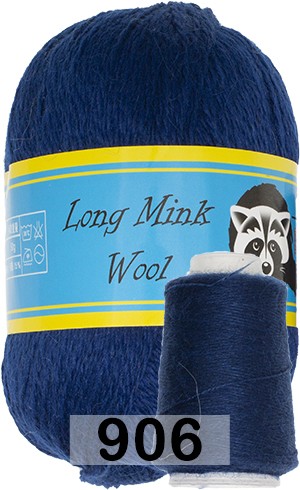 Пряжа Пух норки Long Mink Wool 906 синий