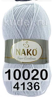 Пряжа Nako Super Excellence 10020(4136) светло серый