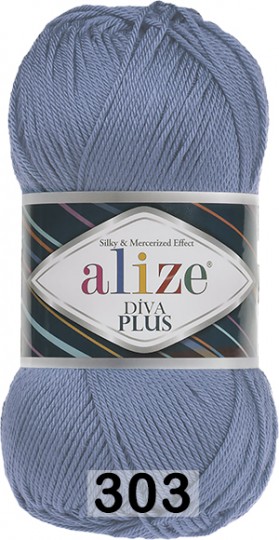 Пряжа Alize Diva Plus 303 ГОЛУБОЙ