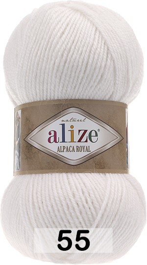 Пряжа Alize Alpaca Royal 55 бел ый
