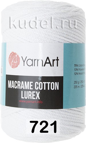 Пряжа YarnArt macrame cotton lurex 721 белый