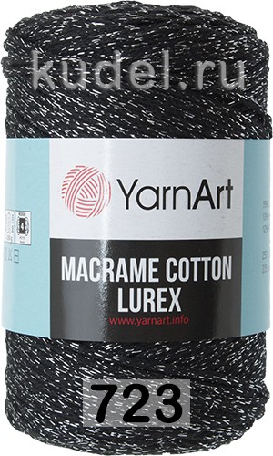 Пряжа YarnArt macrame cotton lurex 723 черный с серебром