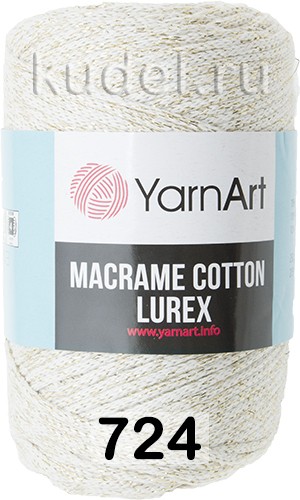 Пряжа YarnArt macrame cotton lurex 724 жемчужно-белый