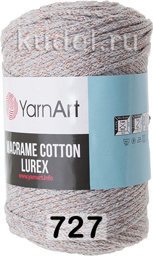 Пряжа YarnArt macrame cotton lurex 727 св.серый с бронзой