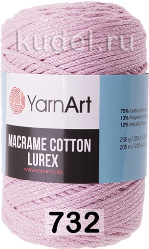 Пряжа YarnArt macrame cotton lurex 732 розовый