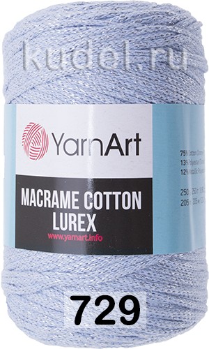 Пряжа YarnArt macrame cotton lurex 729 голубой