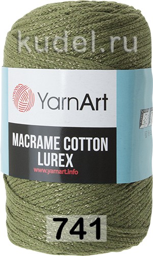 Пряжа YarnArt macrame cotton lurex 741 папоротниково зеленый