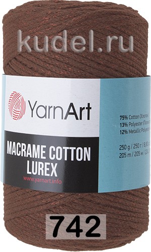 Пряжа YarnArt macrame cotton lurex 742 корица с медью