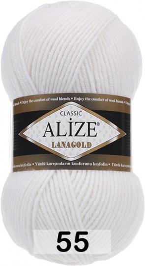 Пряжа Alize Lanagold 55 белый купить в Москве, цены в интернет-магазине Yarn-Sale