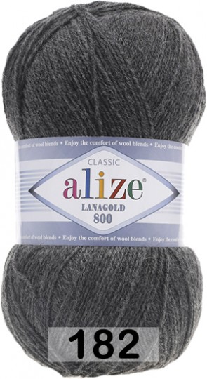Пряжа Alize Lanagold 800 182 т.серый
