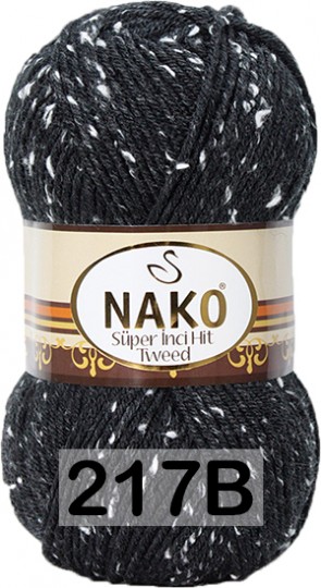 Пряжа Nako Super Inci Hit Tweed 00217b черный с белым