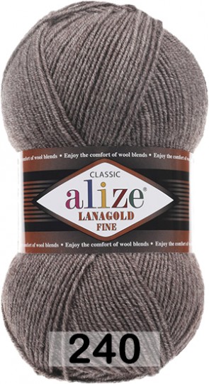 Пряжа Alize Lanagold Fine 240 серо-коричневый