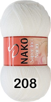 Пряжа Nako Super Inci Narin 00208 белый