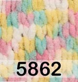 Пряжа Alize Puffy Color 6369 желт.бел.роз.