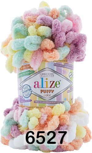 Пряжа Alize Puffy Color 6527 розов.стрен.салат.