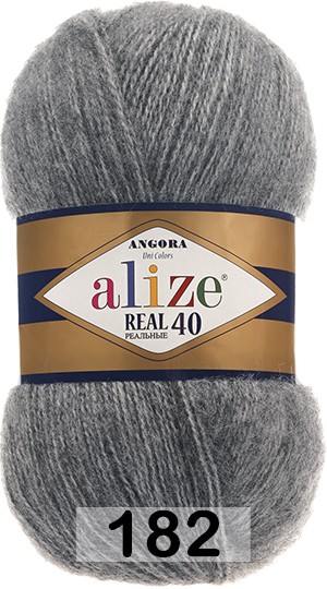 Пряжа Alize Angora Real 40 182 средне-серый меланж