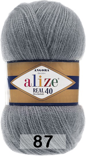 Пряжа Alize Angora Real 40 87 средне-серый