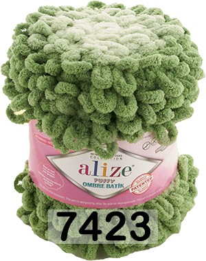 Пряжа Alize Puffy Ombre Batik 7423 зеленый