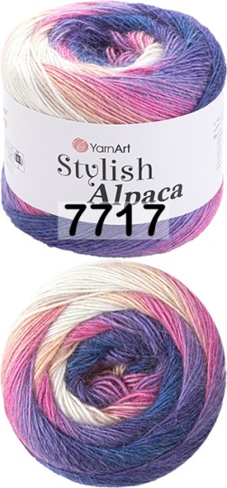 Пряжа YarnArt Stylish Alpaca 7717 ФИОЛЕТ.РОЗОВ.СОЛОЧНЫЙ