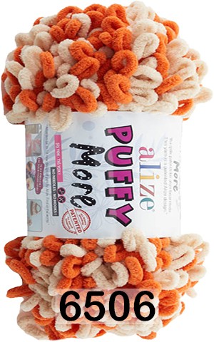 Пряжа Alize Puffy More 6506 КРАСНО БЕЛЫЙ