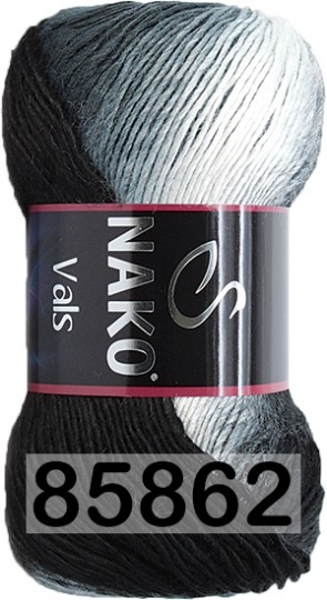 Пряжа Nako Vals 85862 ЧЕРН.БЕЛ.