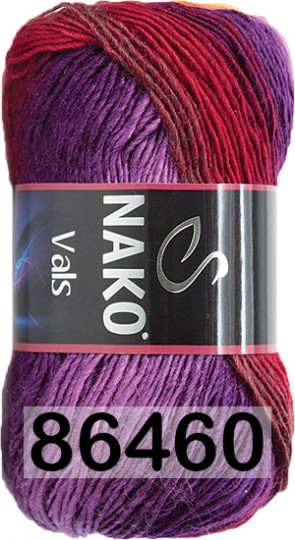 Пряжа Nako Vals 86460 жел.оран.борд.фиол.