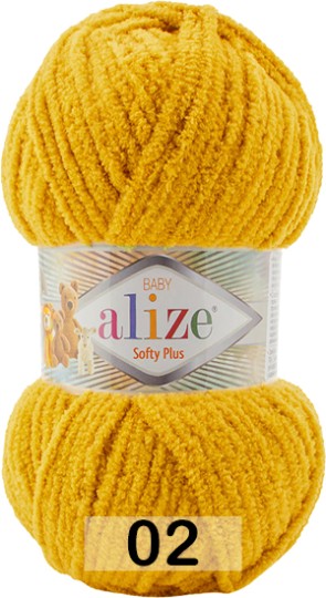 Пряжа Alize Softy Plus 02 насыщенный желтый
