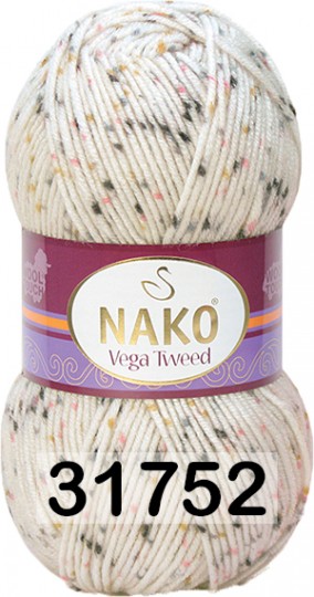 Пряжа Nako Vega Tweed 31752 жел.роз.чер.белый