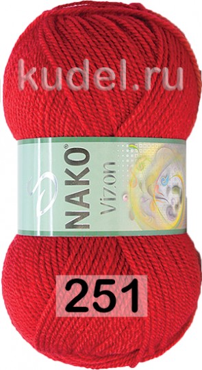 Пряжа Nako Vizon 00251 КРАСНЫЙ ФЛАГ