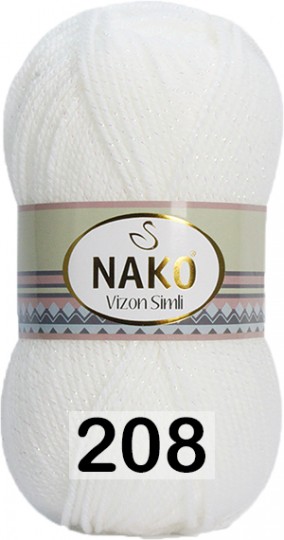 Пряжа Nako Vizon Simli 00208 белый
