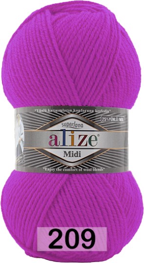 Пряжа Alize Superlana Midi 209 ярко фиолетовый