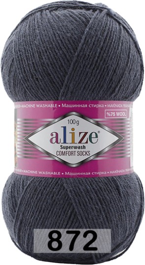 Пряжа Alize Superwash Comfort Socks 872 т.серый