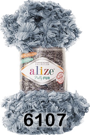 Пряжа Alize Puffy Fur 6107 серо-голубой