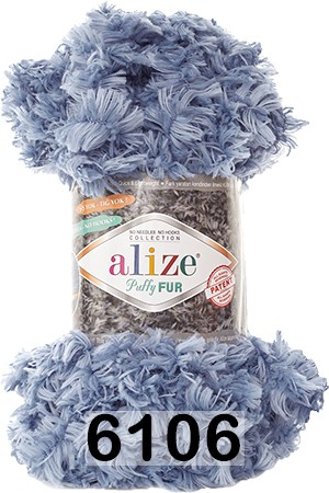 Пряжа Alize Puffy Fur 6106 голубой