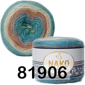 Пряжа Nako ANGORA LUKS COLOR 81906 бирюз.коричн.серый